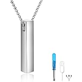 ONEFINITY 3D Vertical Bar Urn Necklace for Ashes 925 Sterling Silver Simple Bar Urn Pendant Memorial -Ashes Keepsake Cremation Necklace Jewelry