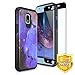 TJS Galaxy J7 2018/J7 Refine/J7 Star/J7 Eon/J7 TOP/J7 Aero/J7 Crown/J7 Aura/J7 V 2nd Gen Case [Full Coverage Tempered Glass Screen Protector] Dual Layer Hybrid Shockproof Phone Case Armor (Stardust)