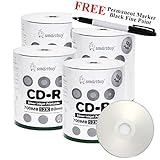 Smartbuy 400-disc 700mb/80min 52x CD-R Silver Inkjet Hub Printable Blank Media Disc + Black Permanent Marker