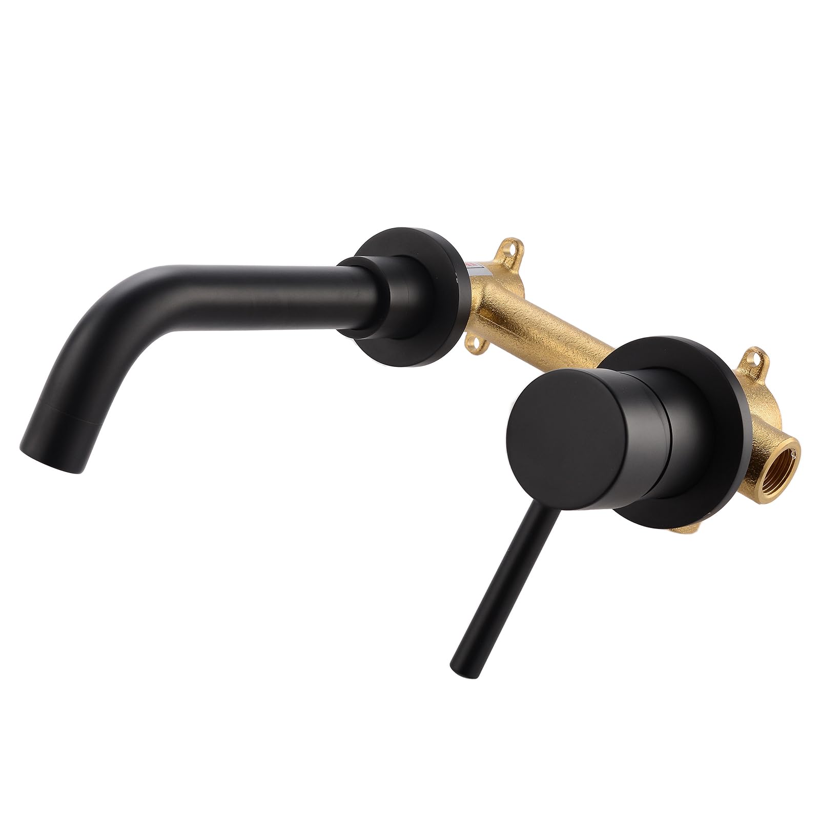 Bathroom Basin Sink Brass Mixer Taps Bathtub Single Lever Swivel Spout Faucet Wall-Mounted,Brushed Gold & Matte Black (Matte Black)