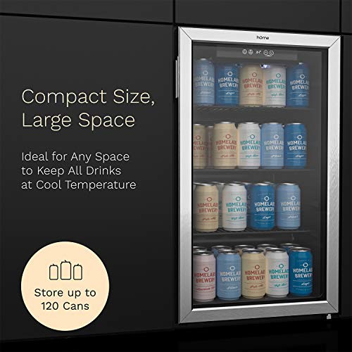 hOmeLabs Beverage Refrigerator and Cooler - 120 Can Mini Fridge with Glass Door for Soda Beer or Wine - Small Drink… - Image 2