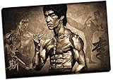 Panther Print Bruce Lee Martial Arts Canvas Print Picture Wall Art Large 30X20 Inches Brown, Black
