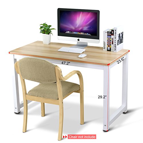 Tribesigns Computer Desk, 47" Modern Simple Office Desk Computer Table Study Writing Desk for Home Office, Light Walnut - Thumbnail 7