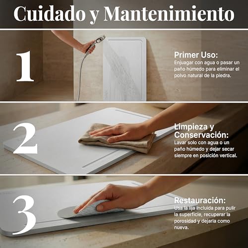 ZAREK | Diatomite Natural Stone Bath Mat 60×39 | Quick Drying, Ultra Absorbent and Non-Slip | Antibacterial Diatomite Stone Mat | Ideal Mat for Shower and Bath Exit