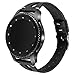 Areziir 20mm Slim Leather Bands Compatible with Samsung Galaxy Watch Active 40mm & Galaxy Watch 42mm Smart Watch, Genuine Leather Cute Replacement Band for Garmin Vivoactive 3 (Black/Black)