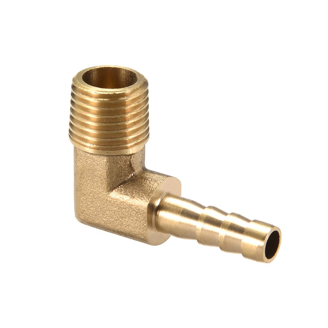 sourcing map Brass Barb Hose Fitting, 90 Degree Elbow 6mm Barbed to 1/4 PT Male Pipe Adapter Connector