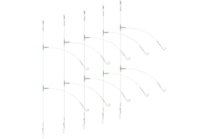 5pcs Sea Fishing Rigs, Deep Drop Snapper Rig, Bottom Fishing Rigs, Luroad Pre Tie Flapper Rig Aberdeen Hook Sizes 1, 2/0 for Beach Casting Shore Flounder, Whiting, Bass, Plaice