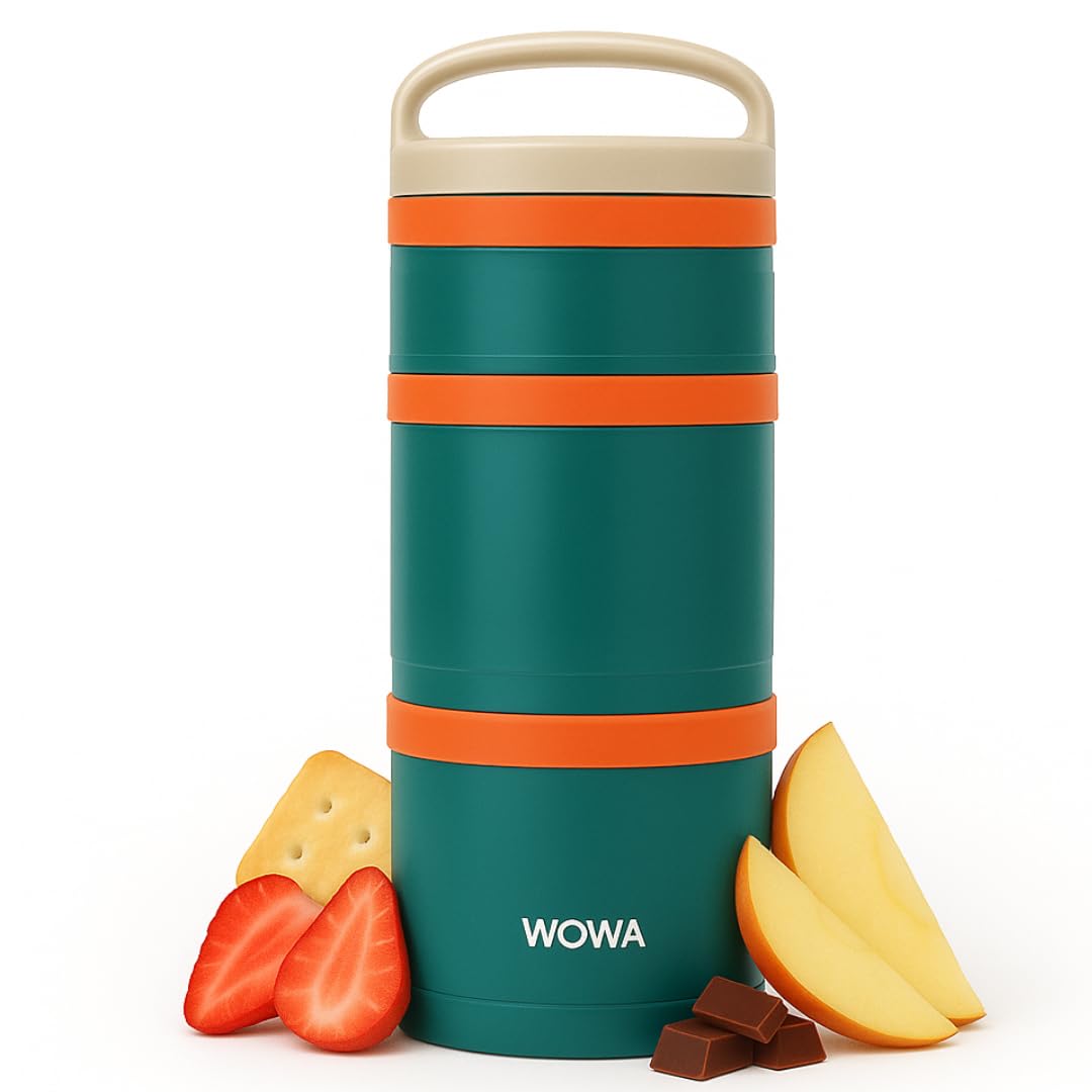 Kids Snack Box with Compartments Stackable Design, Organise Snacks for School, Traveling, Days Out - Fits in Diaper Bags, Lunch Bags & Backpacks BPA Free - Dishwasher Friendly Snack Boxes for Kids