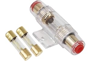 Edinstry 4 6 8 Gauge AWG in-line 50A AGU Fuse Holder with 50 Amp AGU Fuses for Car au-dio, Alarm, Amplifier, Compressors, Wat