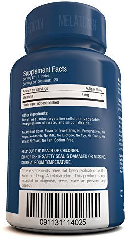 PacificCoast NutriLabs 5mg Melatonin, Non-Habit Forming, All Natural Sleep Aid, Rapid Release Formula, Free Ebook & Empty Bottle Guarantee, 120 tablets - Thumbnail 2