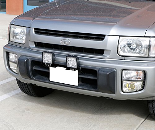 iJDMTOY Miniature Front Bumper License Plate Mount Bracket Holder For Off-Road Lights, LED Work Lamps, LED Lighting Bars, etc (Black Finish)