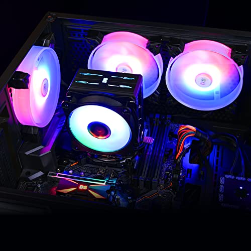DS 2200RPM PWM CPU Cooling Fans with Black Aluminum CPU Cooler for Mid Full Tower Case, Compatible with Intel LGA 1200 115X 1366, Support ASUS Aura, Mystic Light Control (ARGB Fans, C Series)