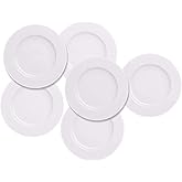 EasyDancing 6pcs Salad Dessert Plate 7.5inch White Porcelain Dinner with Round Flat Design Good for the Gift