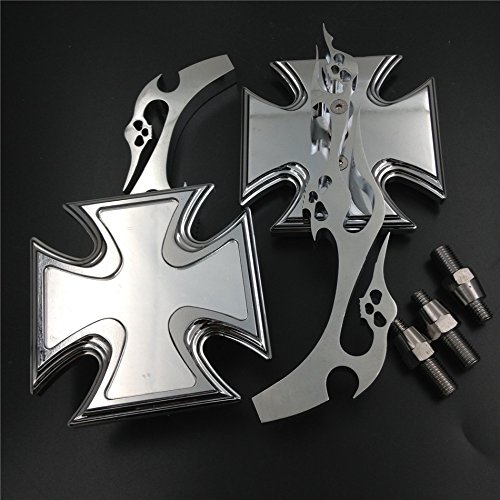 Maltese Cross Emblem Motorcycle Chromed Running Acrylic Mirror For All Yamaha Cruiser Bikes Royal Star Stratoliner Roadliner Road Star V-Star Warrior V-Max Virago By HK MOTO - Thumbnail 2