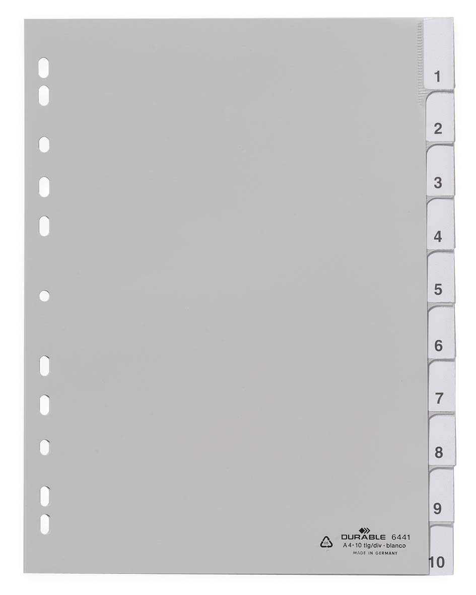 Durable 6441-10 Index Plastic Blank Pack of 10 Grey