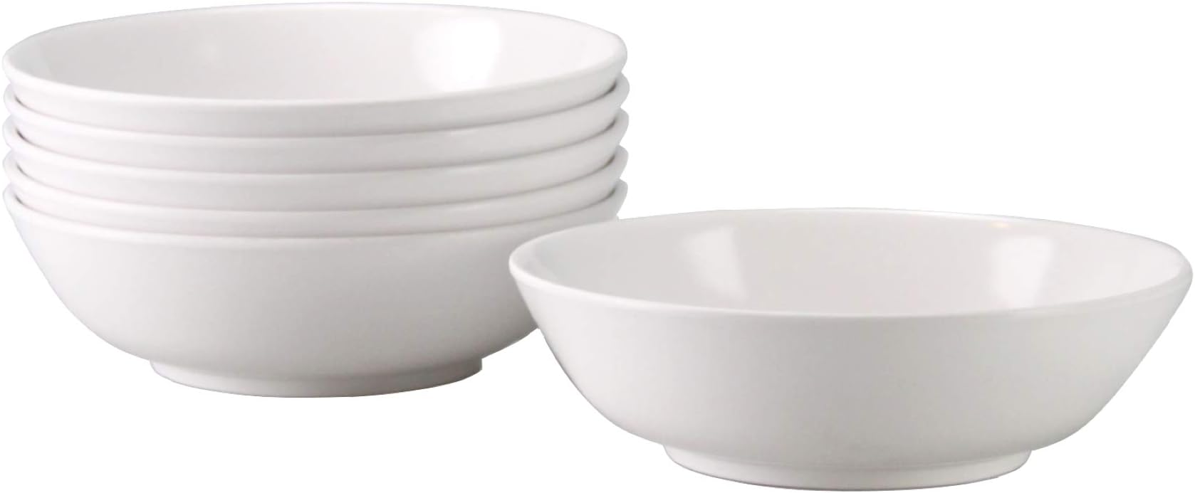 Italiano Tri White Cereal Bowls 6-Piece 6” Round Breakfast Oatmeal Bowls Melamine Plastic White Dessert Soup Salad Pasta Bowls Set Of 6 Dishwasher Safe