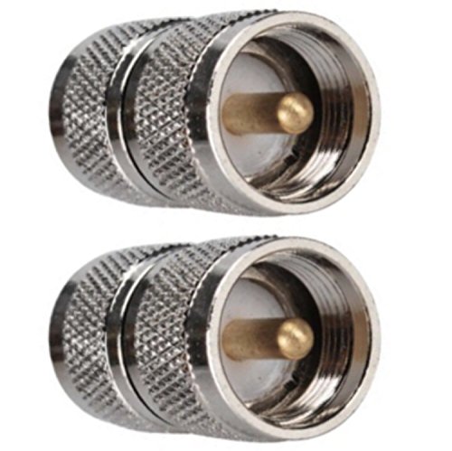 CESS RF Coaxial Coax Adapter - UHF Male to Male PL-259 Connector - UHF Male to UHF Male PL259 RF Straight Connector (2 Pack)