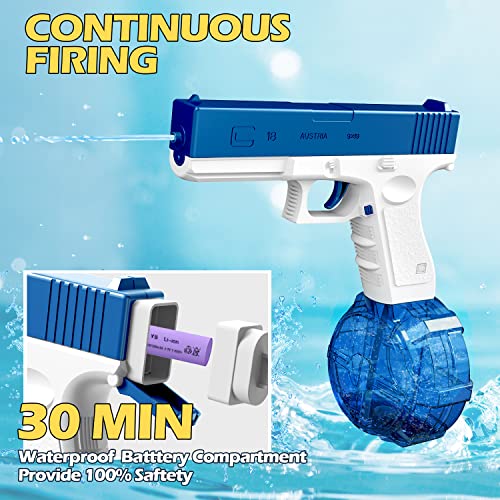 EagleStone Powered Electric Water Gun Long Range,Automatic Squirt Guns for Adults & Kids, Two Magzines 450CC+60CC Large Capacity Water Guns,Outdoor Water Blaster Toy