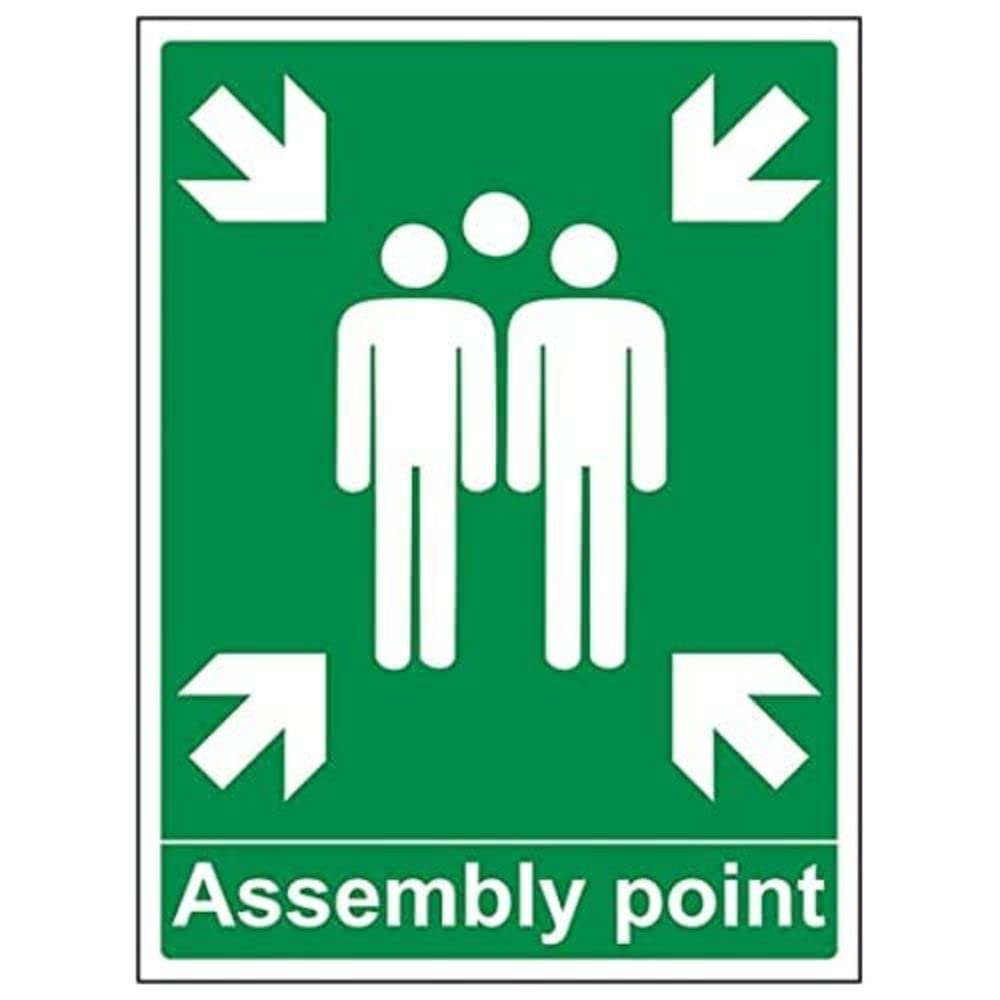 V Safety Eco Friendly Fire Assembly Point - Assembly Point With Family - 300 X 400mm