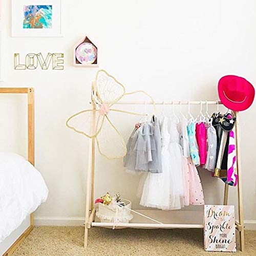 Clothing Rack, Nursery Decor, Dress Up Station, Kids Clothing Storage, FOLDS UP, 40x38 inch Tall Wooden Rack with Canvas Storage Shelf - Thumbnail 7