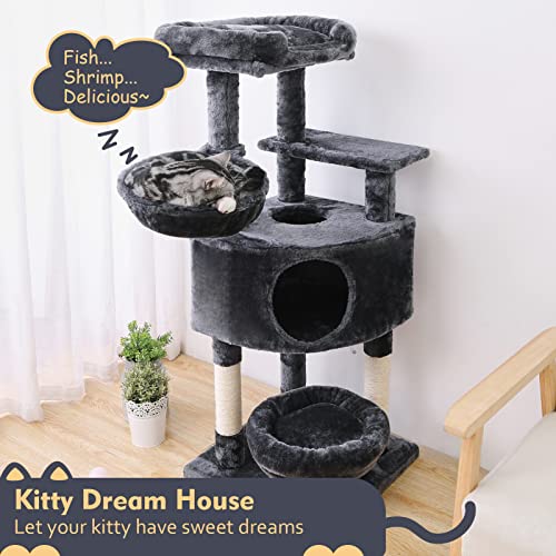 SUPERJARE Cat Tree Equipped with Spacious Condos & Plush Perches, Multi
