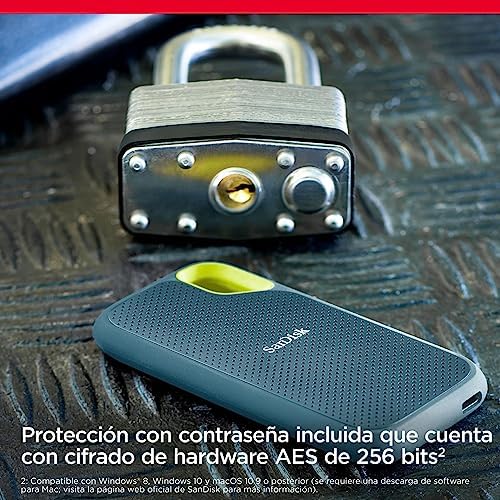 2TB Extreme SSD portátil, USB-C, Memoria de estado sólido NVMe externa, hasta 1050 MB/s, Clasificación IP65 de resistencia al agua y al polvo - Monterey