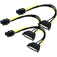 ELifeApply 3 Stück 15-poliger SATA-Stecker auf 6-polige PCI-Express-Buchse, Grafikkarten-Netzadapterkabel