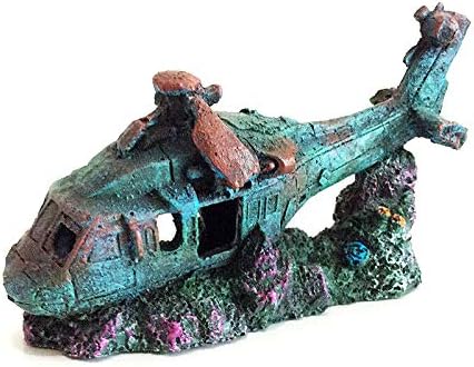 Combat Helicopter War Choppers Apache Fighter Plane Wreck Cave Aquarium Resin Battleplane Fish Tank Decoration