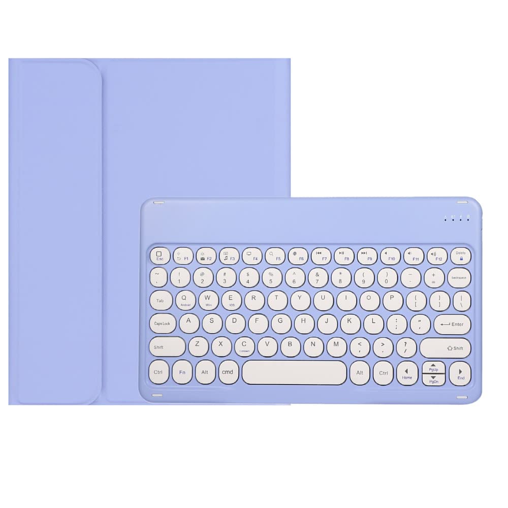 KMXDD Cute Keyboard Case for iPad 9th/8th/7th Generation 10.2 inch, iPad Air 3rd Gen iPad Pro 10.5 inch - Round Key Colorful Bluetooth Keyboard Cover with Pencil Holder (Purple) — image 1