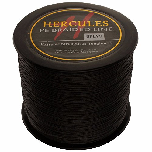 1000m 1094yds Black 10lbs-300lbs Hercules Pe Dyneema Braided Fishing Line 8 Strands (120lb/54.5kg 0.58mm)