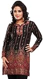 Women's Kurti Top Tunic Printed Blouse India Clothing (Black, XL)