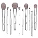 Qivange Makeup Brushes Set 10PCS Premium Synthetic Cosmetic Brush Set Liquid Powder Cream Blush Concealer Foundation Blending Face Eyeshadow Brush Kit for Professional/Beginner(Silver)