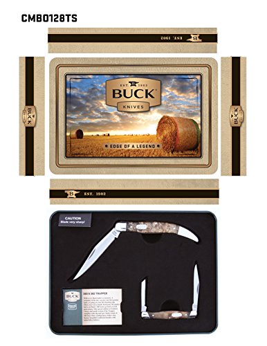 Buck Combo (388 Toothpick / 375 Deuce) Burlwood Handles with Gift Tin CMBO128TS-C