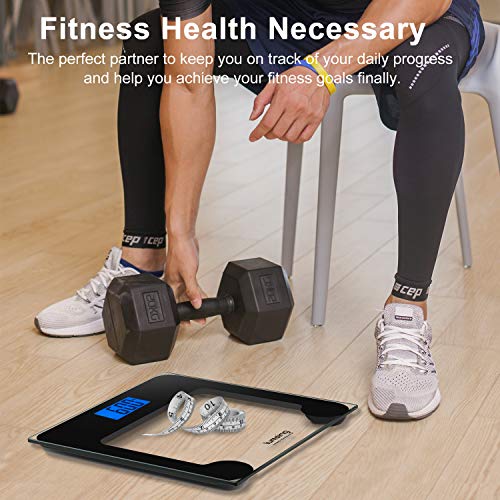 Lumsing Digital Body Weight Bathroom Scale Digital Professional Smart Body Weight Scale High Capacity 400 lbs with Step-On Technology Backlight Display, Black(Battery Include)