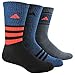 adidas Men's Cushioned Crew Socks (3-Pair), Super Blue-Black Marl/Black/White/Onix/Solar Orange, Large