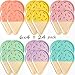 Partybus Ice Cream Party Plates Serves 24, 10'' Disposable Paper Plates, Cute Sundae Party Supplies for Kids Boys Girls Toddlers, Birthday Baby Shower Decorations
