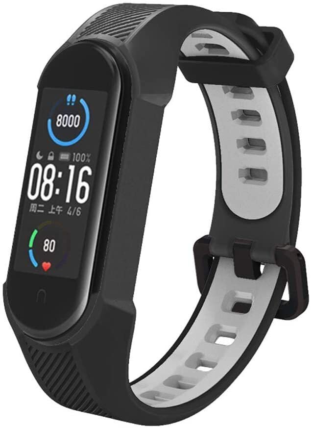 Panda Bobo For Xiaomi Mi Band 5/6/7 Mi 567 Amazfit 5 Band Replacement Silicone Watch Strap (Black+Grey)
