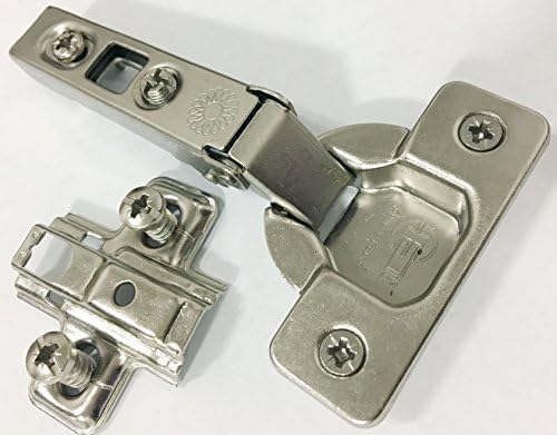 Ferrari IC Clip-On Hinge: Full Overlay, 110 Degree Self Closing, 8 mm Dowels w/ 0 mm Pre-mounted Euro-Screw Adapter Plate Pair