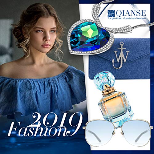 QIANSE Heart of Ocean Necklace Love Heart Necklaces for Women Titanic Fashion Jewelry for Her Christmas Necklace Gifts for Women Anniversary Jewelry Gifts for Her - Thumbnail 6