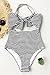 CUPSHE Fashion Women's Stripe Cutout Halter One-Piece Halter Padding Swimsuit (L, Stripe)