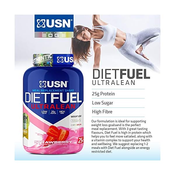 USN-Diet-Fuel-Strawberry-UltraLean-1-kg-Diet-Protein-Powders-Weight-Control-Meal-Replacement-Shake-Powder USN Diet Fuel UltraLean Strawberry 1KG: Meal Replacement Shake, Diet Protein Powders for Weight Control and Lean Muscle…
