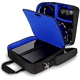 USA GEAR Console Carrying Case Compatible with Playstation 4 / PS4 Slim &amp; PS4 Pro with Accessory Storage for Controllers, Cables, Headsets &amp; Padded Shoulder Strap - Fits All PS4 &amp; PS3 Models - Blue