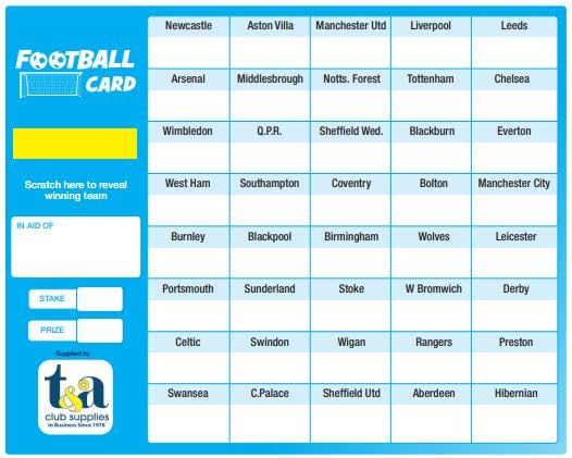 Thomas & Anca Club Supplies Ltd Football Fundraising Cards 40 Teams Pack of 10 cards