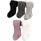 Looching 5 Pack Baby Toddler Girls Cute Cable Knit Cotton Tights Pantyhose Leggings Stocking Pants