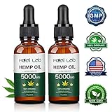 （2 Pack）Hemp Oil 5000MG for Pain Relief and Anxiety - 100% Organic Hemp Extract - Helps Improve Sleep Skin and Hair - GMO Free