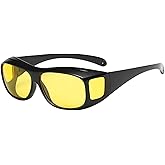 Night Driving Glasses, Anti Glare Polarized Night Vision Glasses for Men and Women, Yellow Lenses for Enhanced Visibility in Dimly Lit Conditions, Black Frame with Yellow Lens