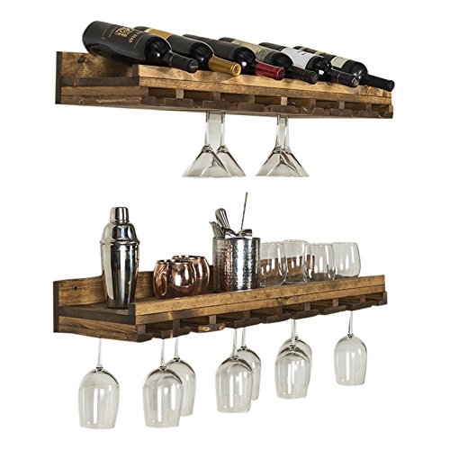 Del Hutson Designs Rustic Luxe Tiered Glass Racks, Set of 2, Dark Walnut - Thumbnail 2