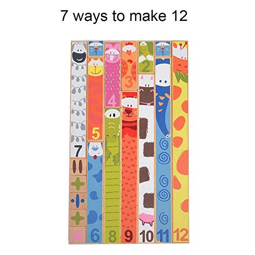 BOHS Wood Rainbow Montessori Number Rods - Visual Math Concepts - Counting,Addition,Subtraction ,Fraction - Preschool Learning Manipulative Toys (2CM-24CM)- Ages 3 & Up
