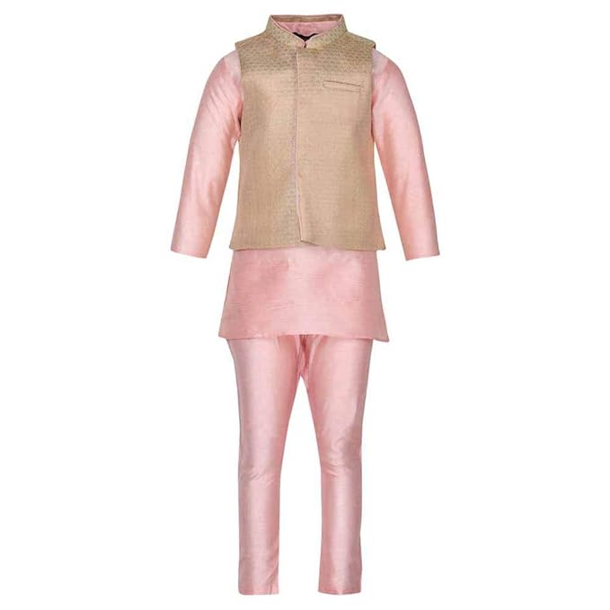 Boy's synthetic straight Kurta Pyjama (205200784_ Pink_ 24-36_M)