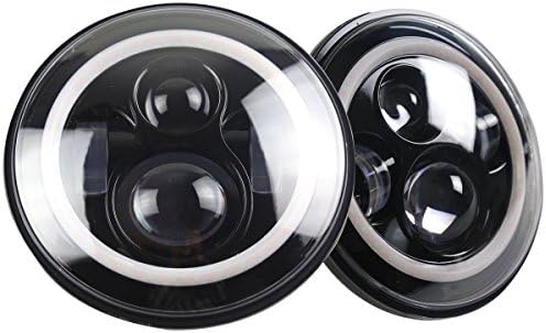 2 PCS 7" Cree LED Headlights with White Halo Ring Angel Eyes DRL &amp; Amber Turn Signal Lights， 40W / 30W High / Low Beam For Jeep Wrangler JK LJ CJ Hummer H1 H2